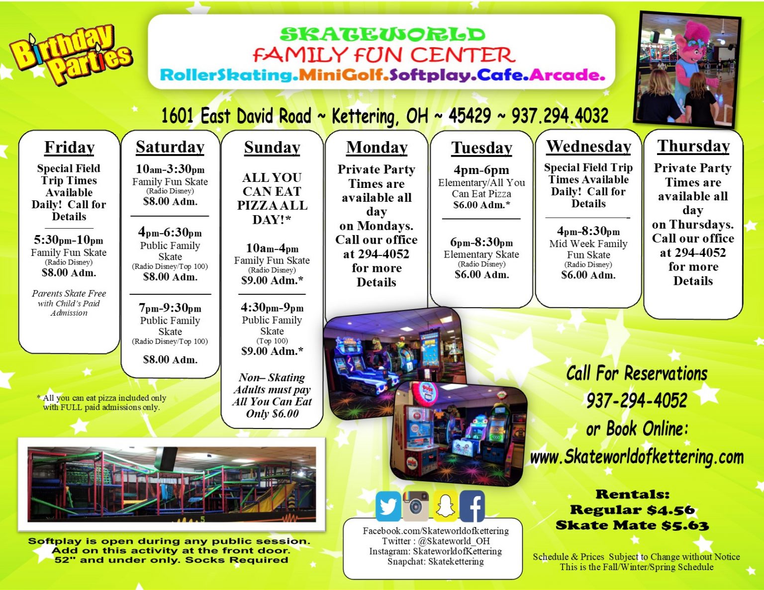 Skateworld hours – Skating Rink Schedule – Birthdays